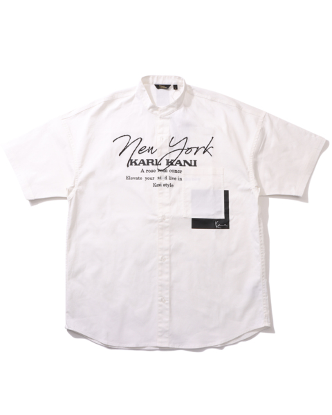 Karl Kani] ストレッチ ツイル スタンドカラー 半袖 シャツ Karl