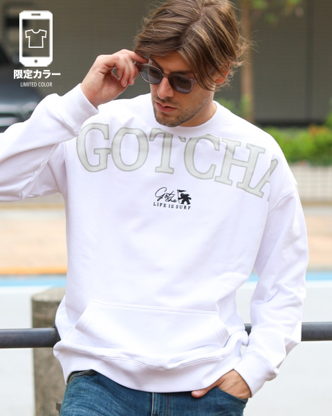 GOTCHA] ドロップショルダー フロント カーブ ロゴ トレーナー
