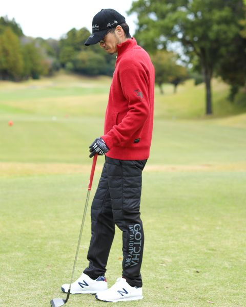 GOTCHA GOLF] ストレッチ 裏ボア スタンド 畦 ニット GOTCHA