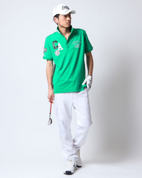GOTCHA GOLF] UVカット 鹿の子 ワッペン ベーシック ポロ GOTCHA