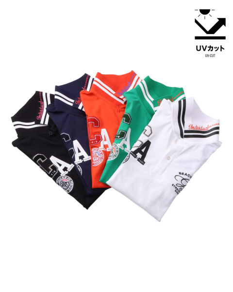 GOTCHA GOLF] UVカット 鹿の子 ワッペン ベーシック ポロ GOTCHA
