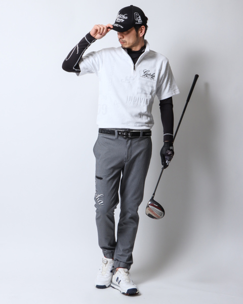 GOTCHA GOLF] ドライ ロゴ パイル ジャカード ハーフジップ ポロ