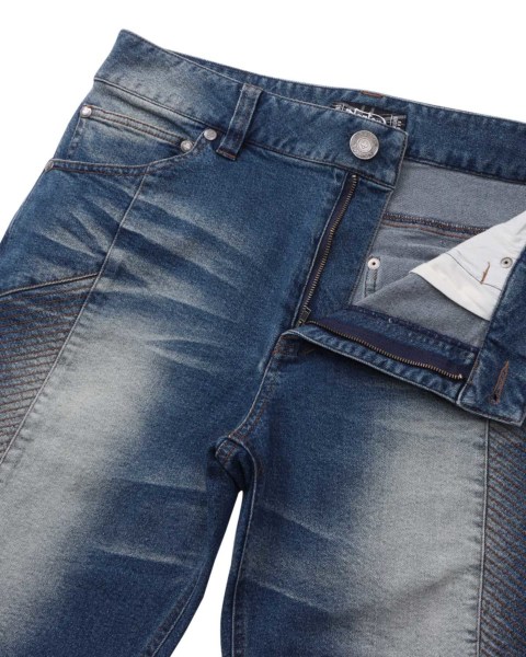 【接触冷感】【XL】Norton ストレッチ 刺繍 ライダースデニム Norton] 接触冷感 ストレッチ ライダース デニムショーツ Norton