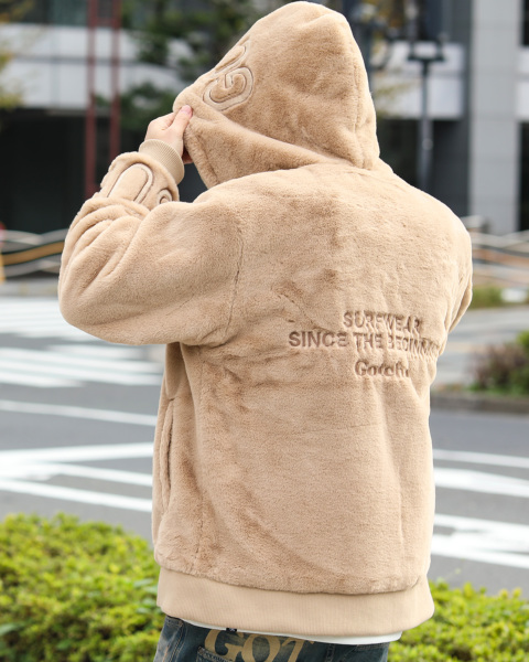 GOTCHA] フード ロゴ ファー フルジップ パーカー GOTCHA PEET