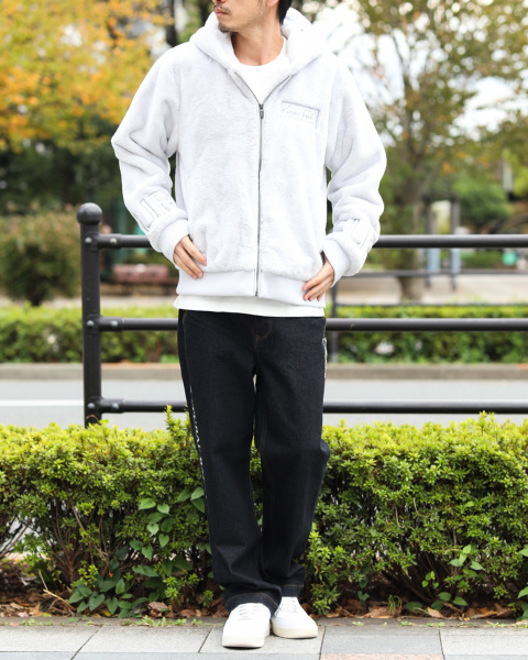 ✨美品✨BRIEFING フルジップパーカー メンズＬ カーキ フード ロゴ GOTCHA] フード ロゴ ファー フルジップ パーカー GOTCHA PEET