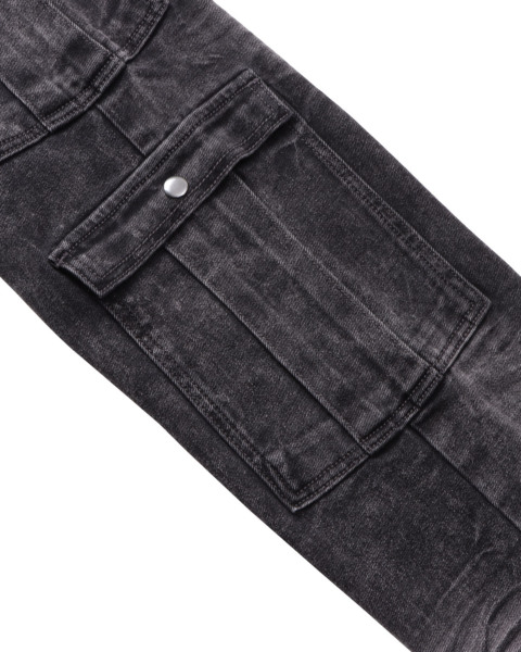 Karl Kani] Stretch ブラック ケミカルウォッシュ カーゴ Jeans