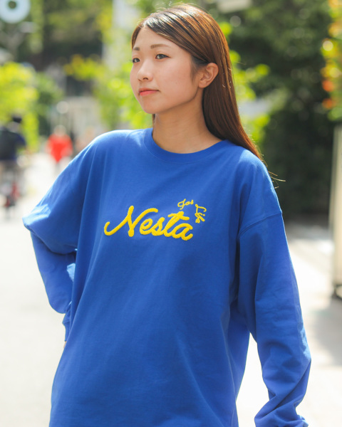 NESTA BRAND] ドロップショルダー サガラ チェーン 刺繍 ロンT