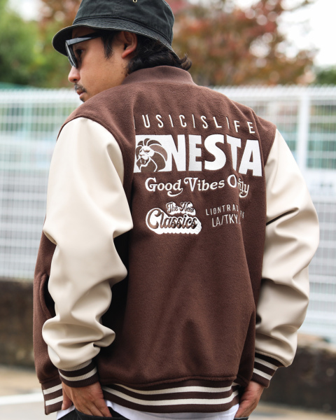 NESTA BRAND] ロゴ 刺繍 スタジャン NESTA BRAND PEETファミリー